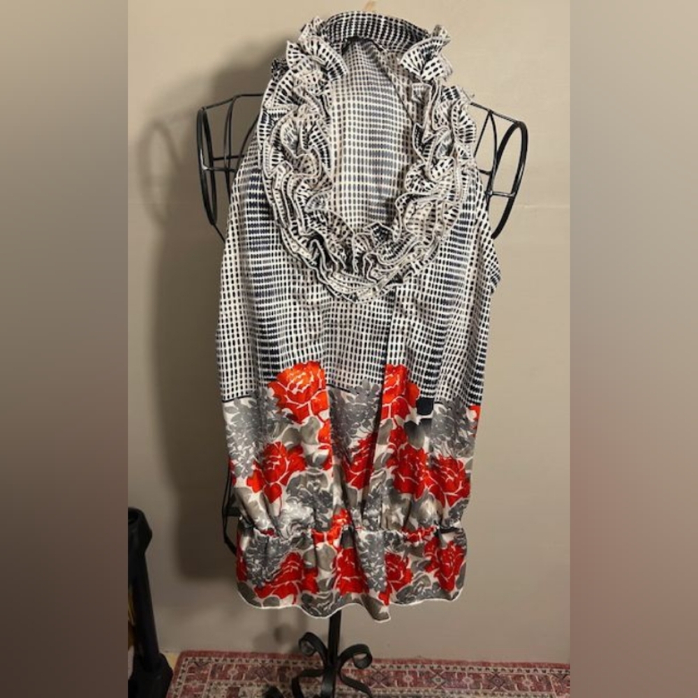 Size extra small womens tank top shirt print   casual dress pretty long black